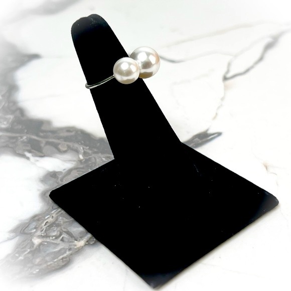 Jewelry - ❀ Minimalist Ivory White Faux Pearl Adjustable Statement Ring